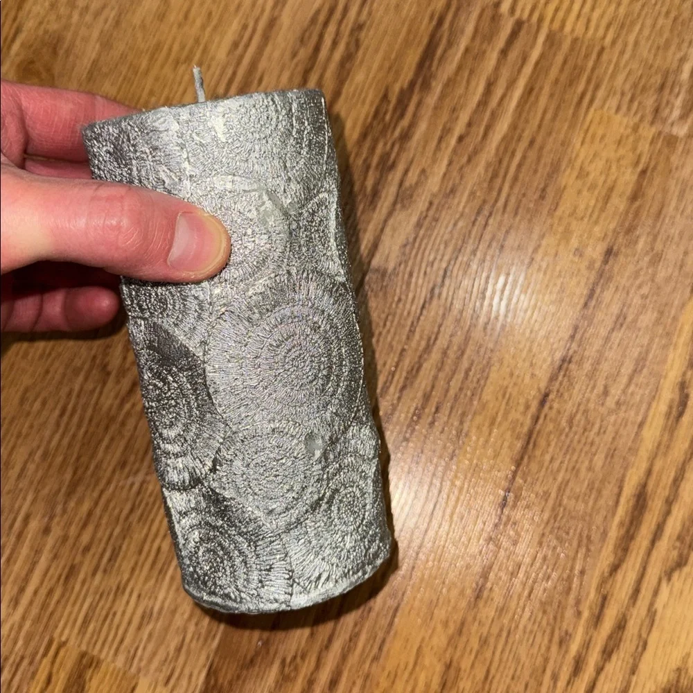 Pier 1 Textured Silver Tall Decor Candle